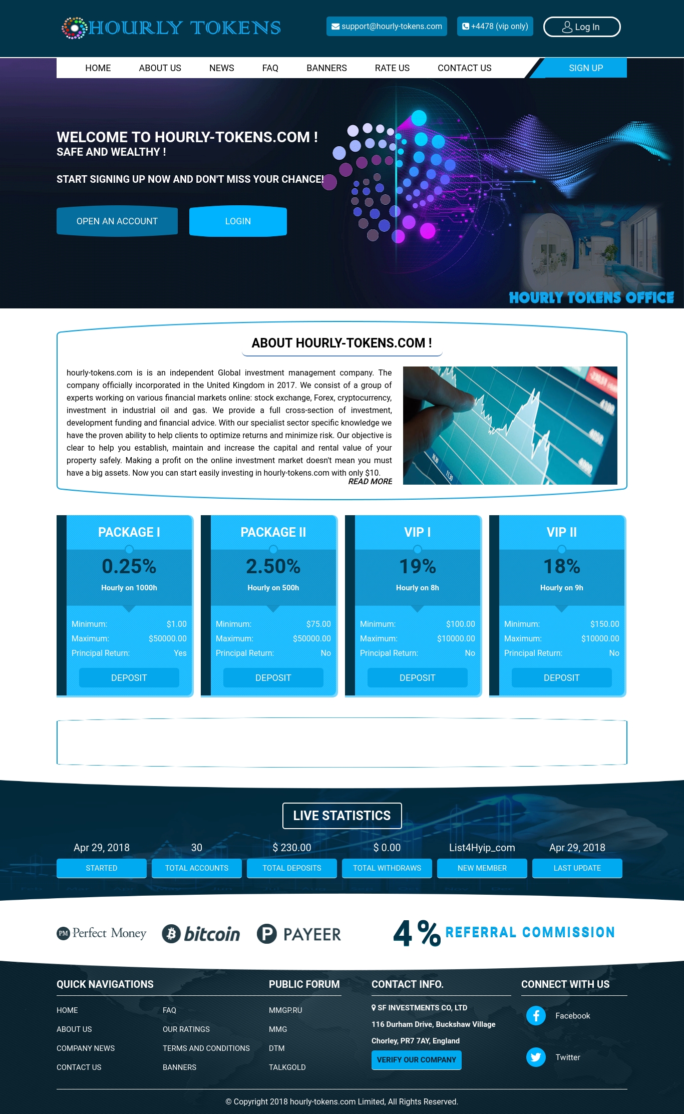 HYIP проект HOURLY TOKENS HYIP проект HOURLY TOKENS