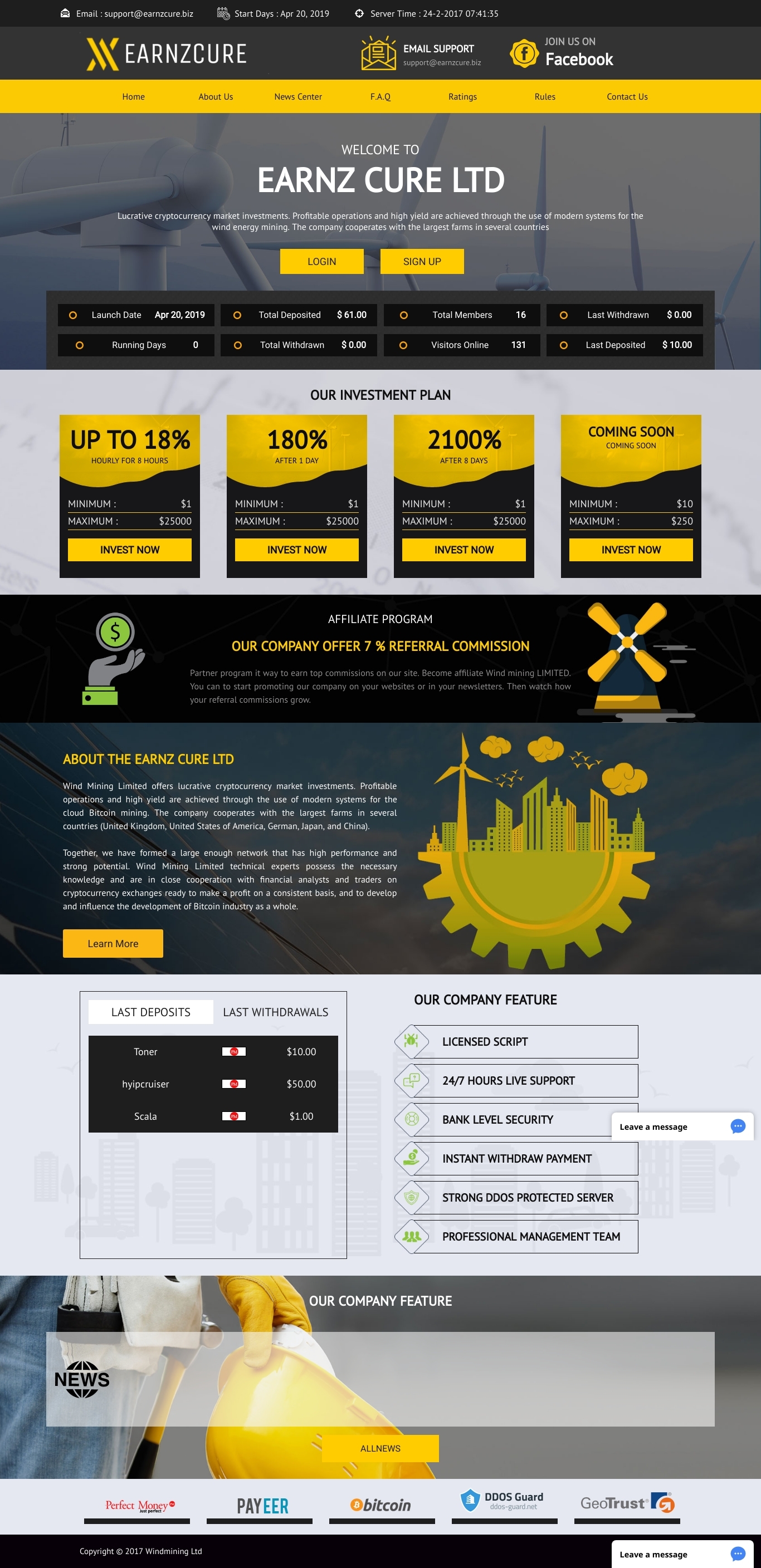 Игровой хайп проект Earnz Cure Ltd Игровой хайп проект Earnz Cure Ltd