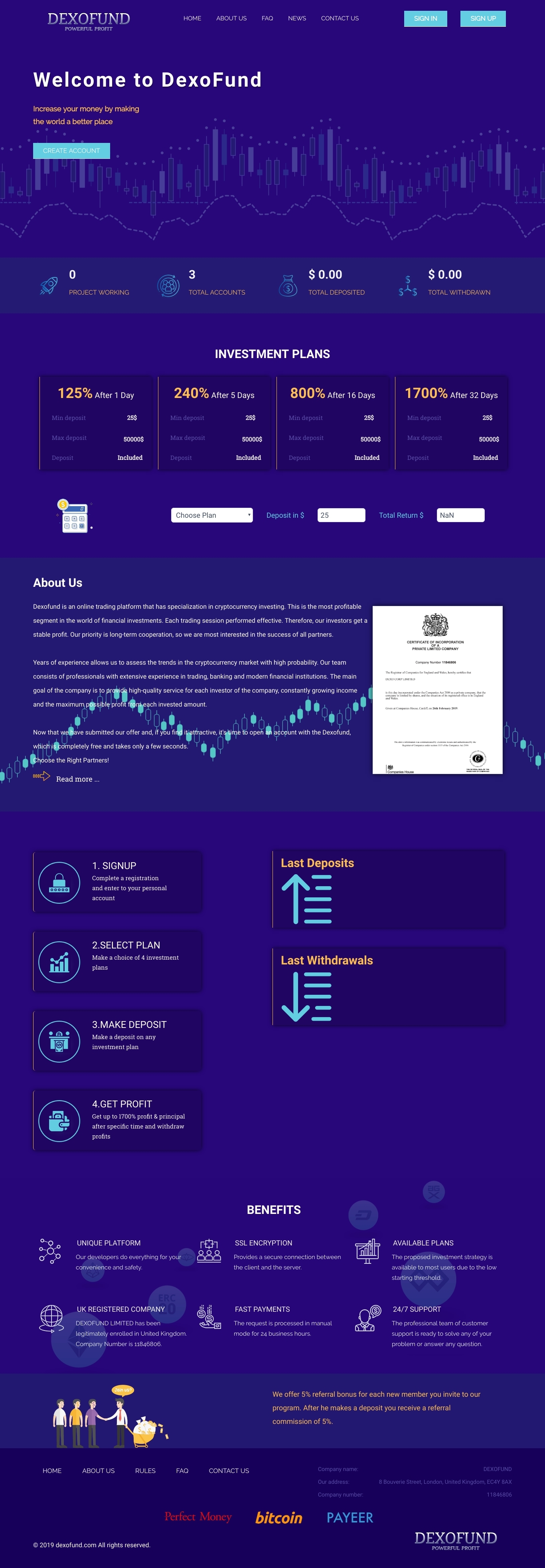 HYIP проект Dexo Fund