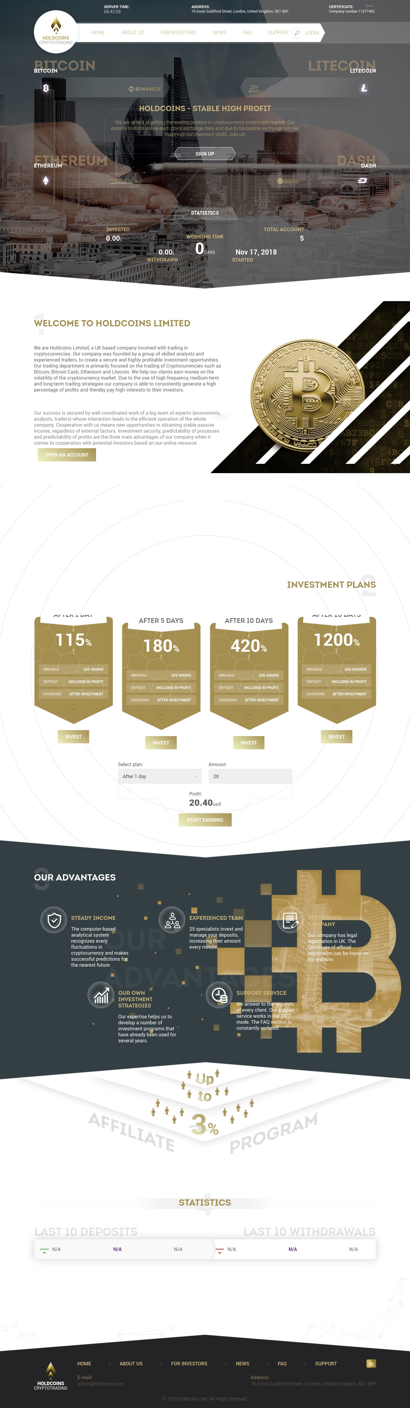 HYIP проект Holdcoins
