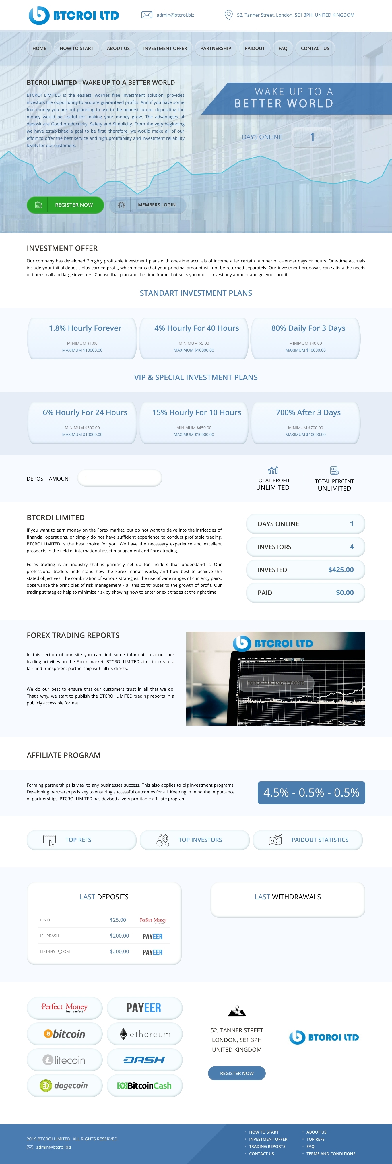 Инвестиционный хайп Btcroi Limited Инвестиционный хайп Btcroi Limited