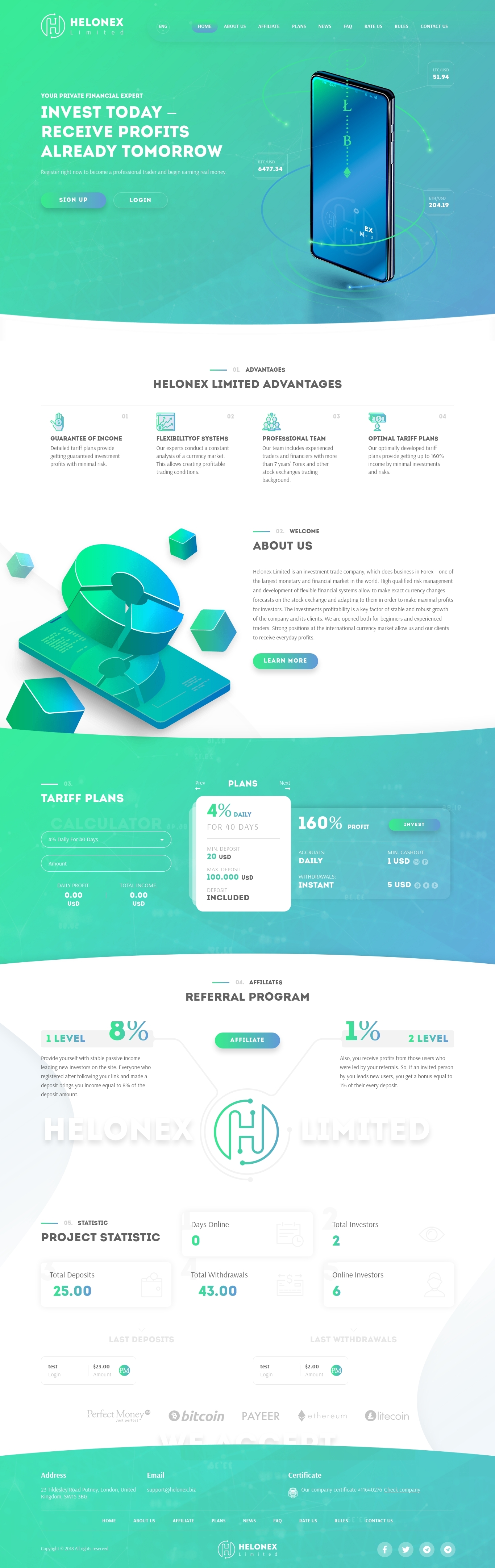 Инвест проект HELONEX LIMITED Инвест проект HELONEX LIMITED