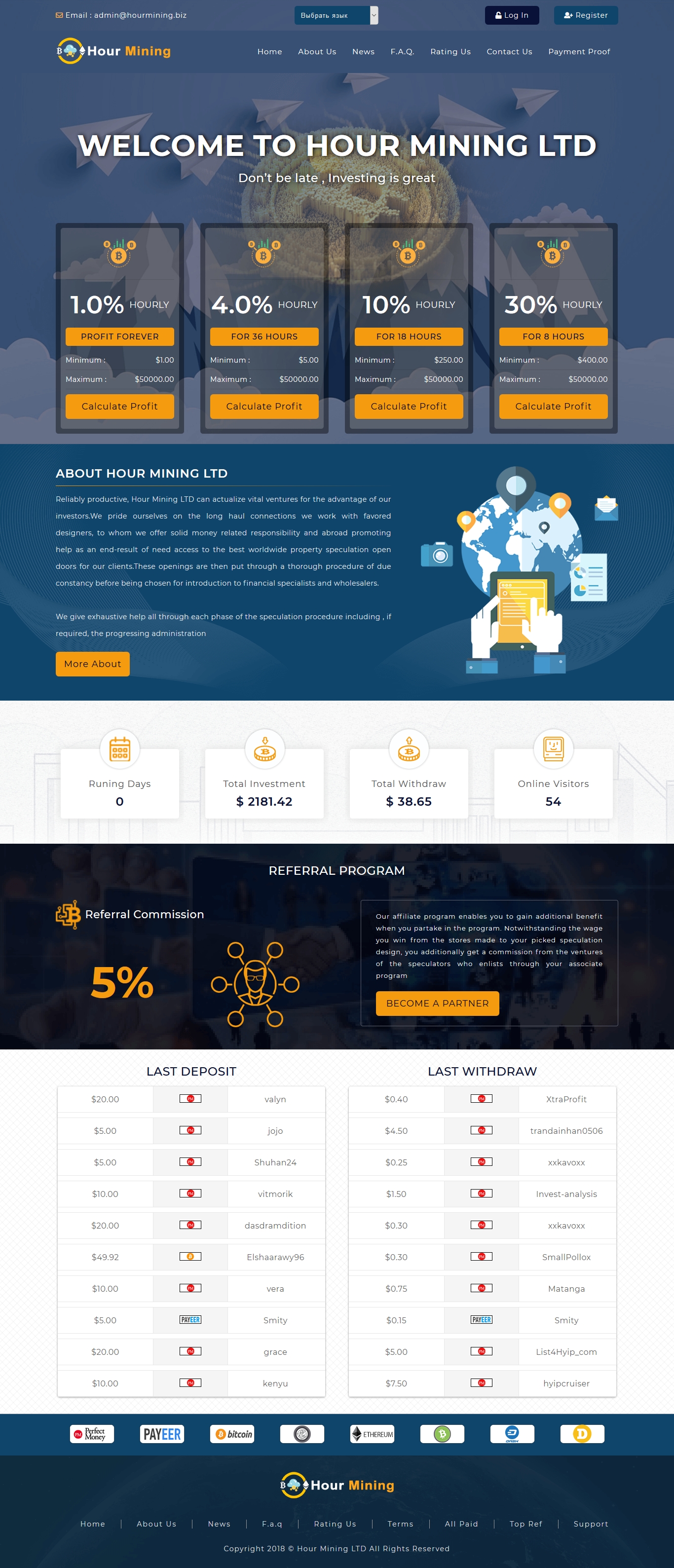 Инвестиционный хайп Hour Mining LTD