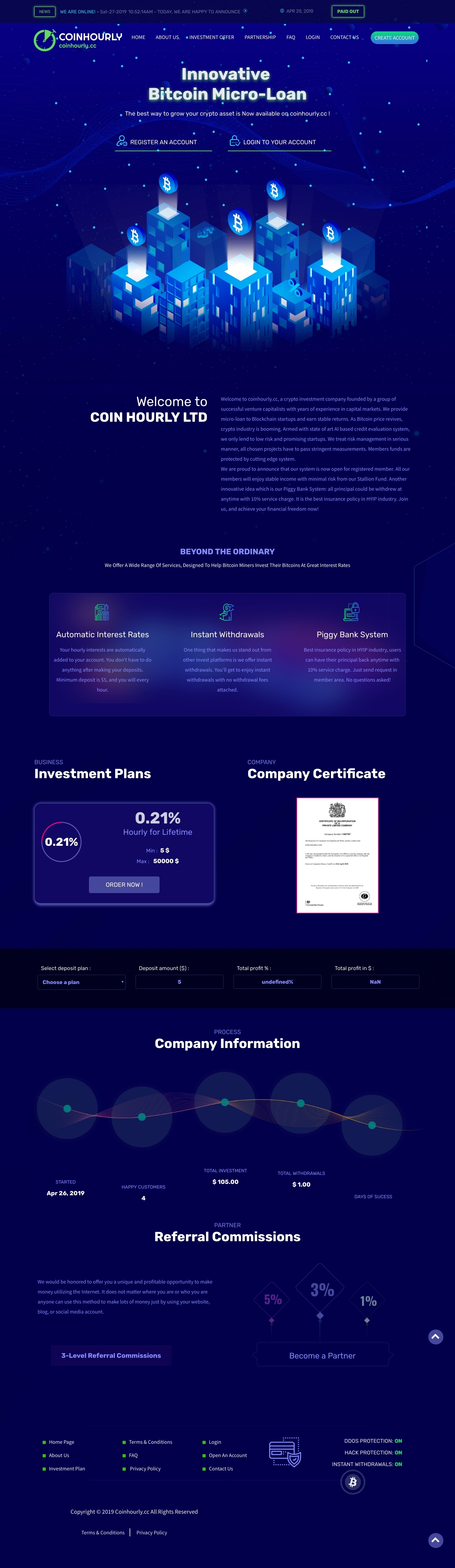 Инвест проект Coin Hourly Ltd