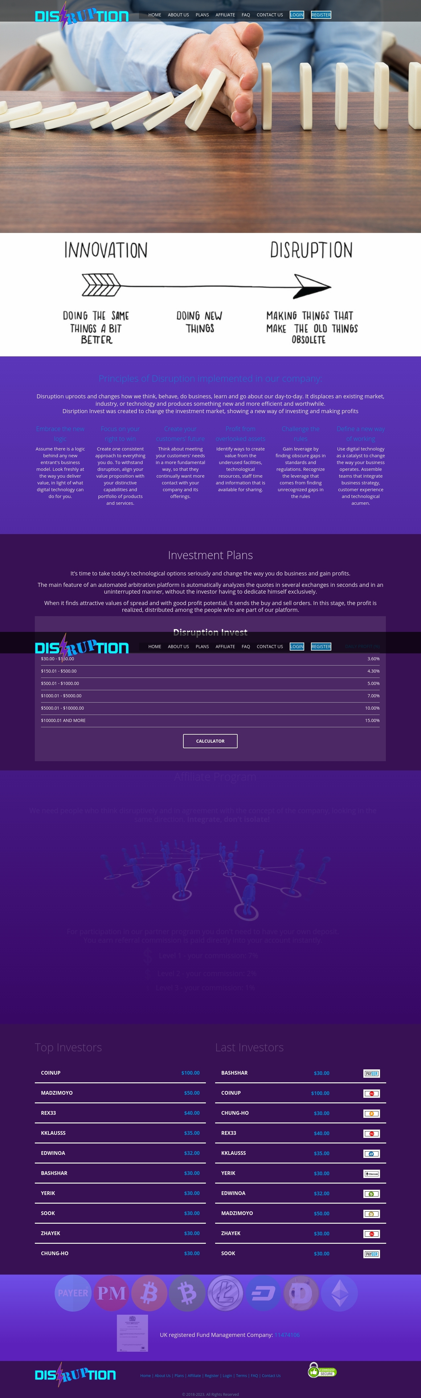 Хайп проект Disruption Invest Хайп проект Disruption Invest