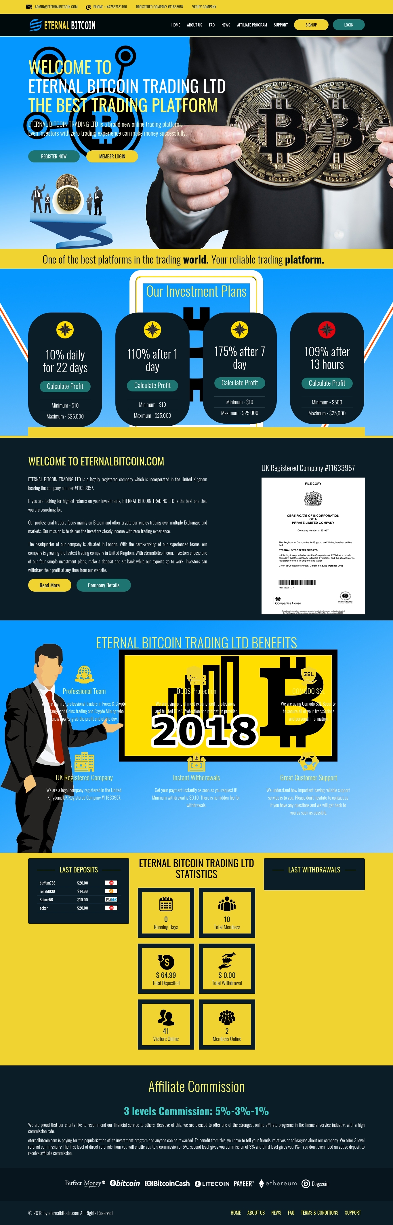 HYIP проект ETERNAL BITCOIN TRADING LTD