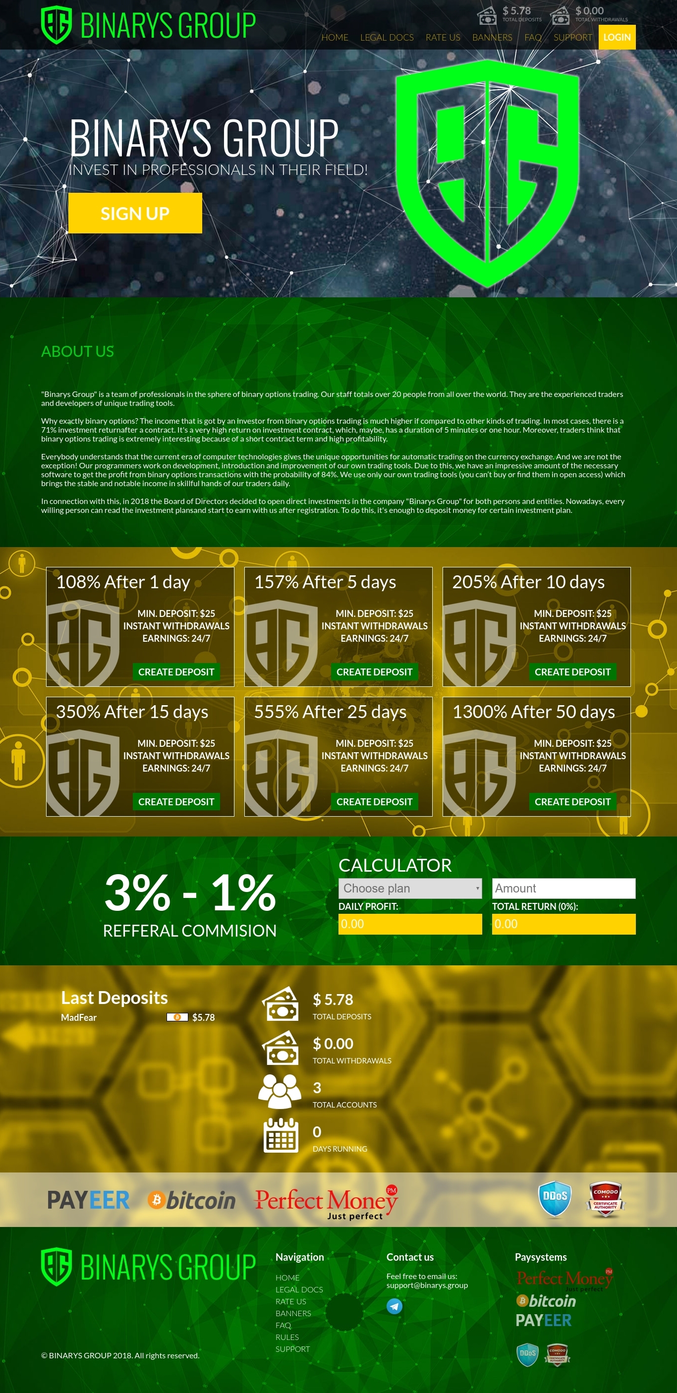 Инвестиционный хайп Binarys Group Инвестиционный хайп Binarys Group