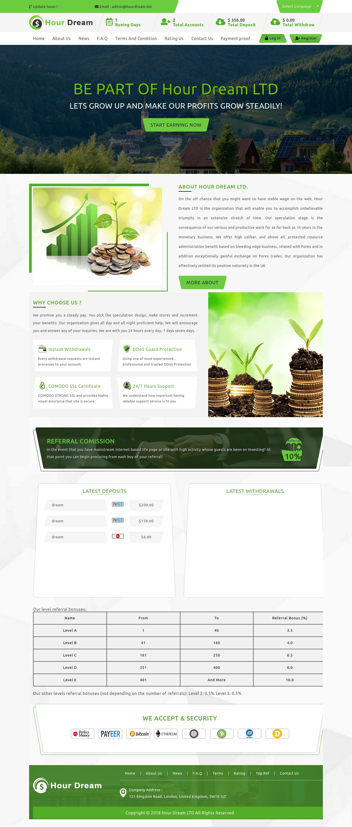 Инвестиционный проект Hour Dream LTD