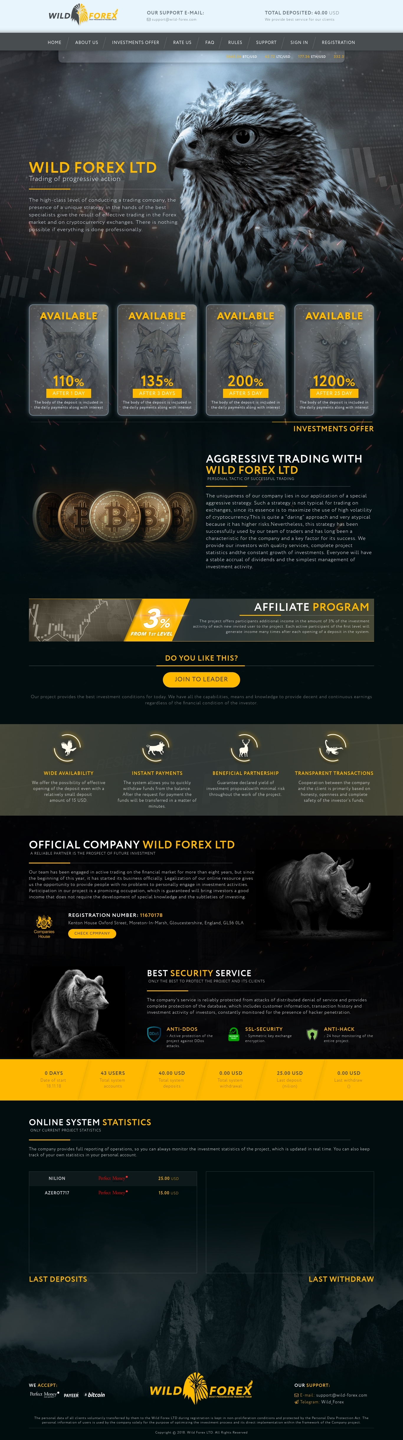 HYIP проект WILD FOREX LTD HYIP проект WILD FOREX LTD
