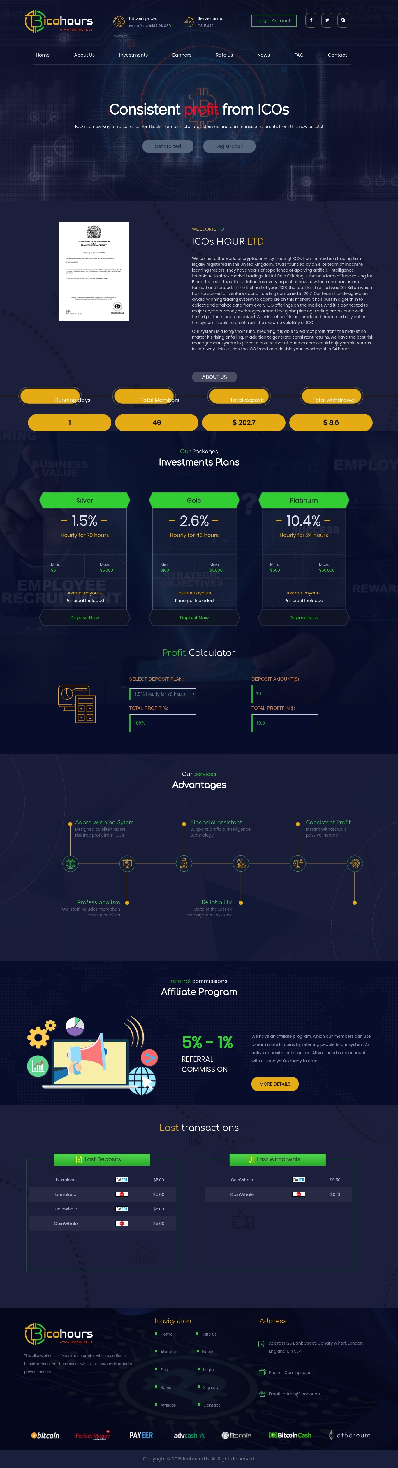 Инвестиционный проект ICOs Hour Ltd