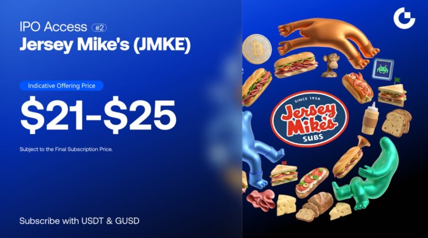 Gate IPO Access: Фаза 2 відкриває індикативну підписку на акції Jersey Mike’s (JMKE) з підтримкою двох валют — USDT і GUSD Gate IPO Access: Фаза 2 відкриває індикативну підписку на акції Jersey Mike’s (JMKE) з підтримкою двох валют — USDT і GUSD