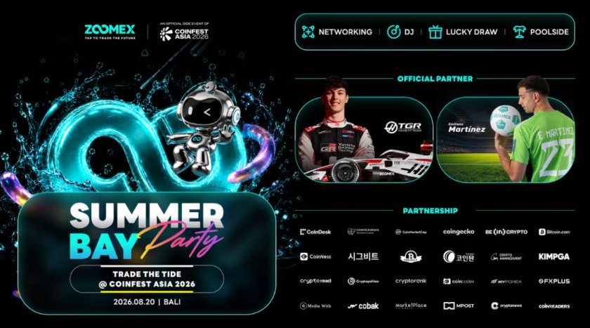 Zoomex візьме участь у Coinfest Asia 2026 як золотий спонсор і проведе вечірку Summer Bay Party на Балі Zoomex візьме участь у Coinfest Asia 2026 як золотий спонсор і проведе вечірку Summer Bay Party на Балі